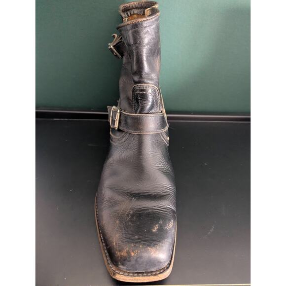 Vintage Frye Black Leather Ankle Zip Bucke Motorcycle Boots USA Men's 8 1/2D - Picture 6 of 16